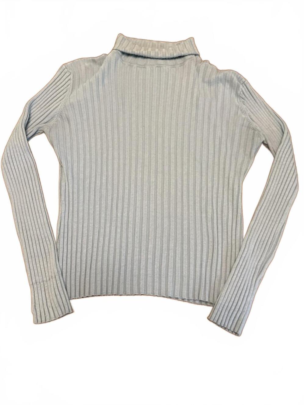 Light Blue Ribbed Turtleneck Sweater
